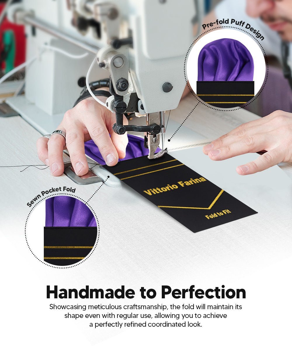 Solid Puff Pre - Folded Pocket Square by Vittorio Farina (PS - PREFOLD - PUFF_PURPLE) for Independent Retail Stores by Dubal Brothers