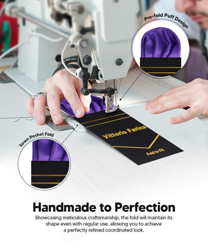 Solid Puff Pre - Folded Pocket Square by Vittorio Farina (PS - PREFOLD - PUFF_PURPLE) for Independent Retail Stores by Dubal Brothers