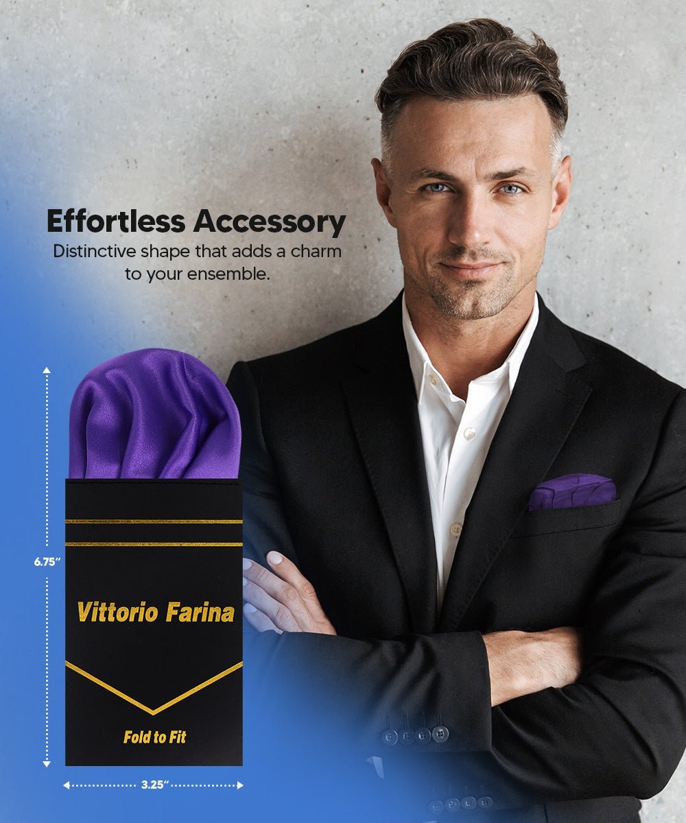 Solid Puff Pre - Folded Pocket Square by Vittorio Farina (PS - PREFOLD - PUFF_PURPLE) for Independent Retail Stores by Dubal Brothers
