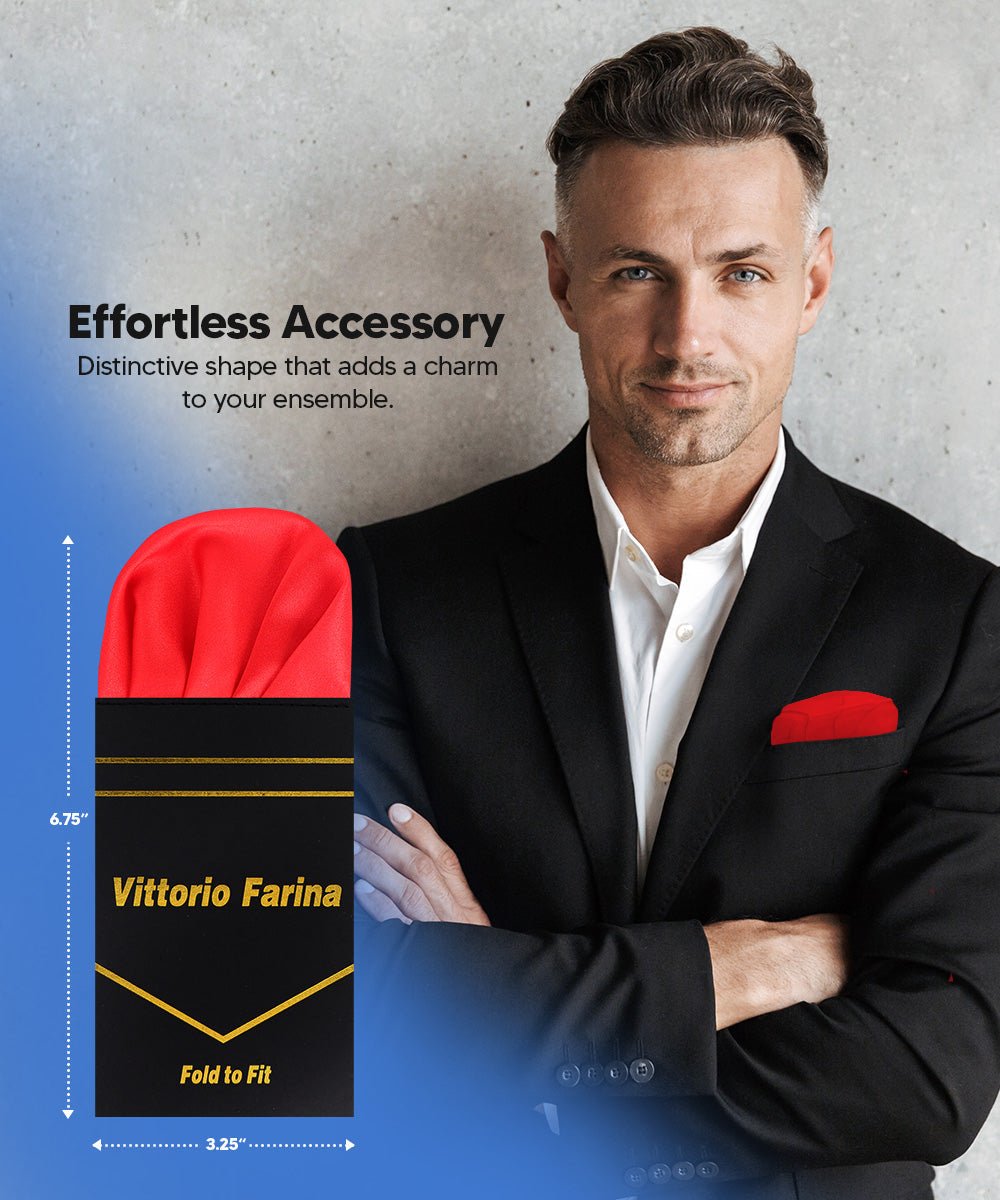 Solid Puff Pre - Folded Pocket Square by Vittorio Farina (PS - PREFOLD - PUFF_RED) for Independent Retail Stores by Dubal Brothers
