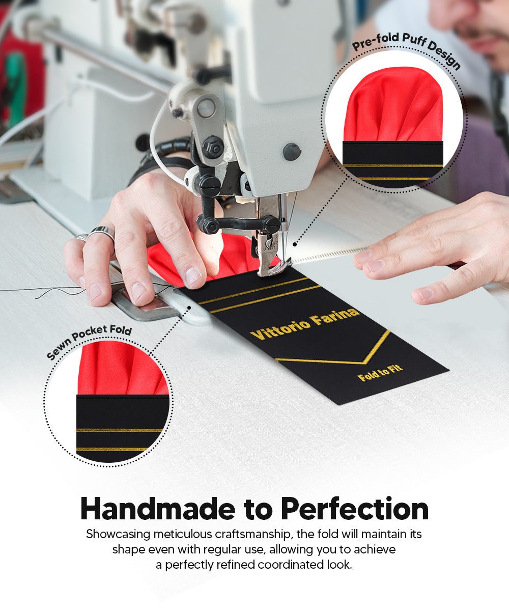 Solid Puff Pre - Folded Pocket Square by Vittorio Farina (PS - PREFOLD - PUFF_RED) for Independent Retail Stores by Dubal Brothers