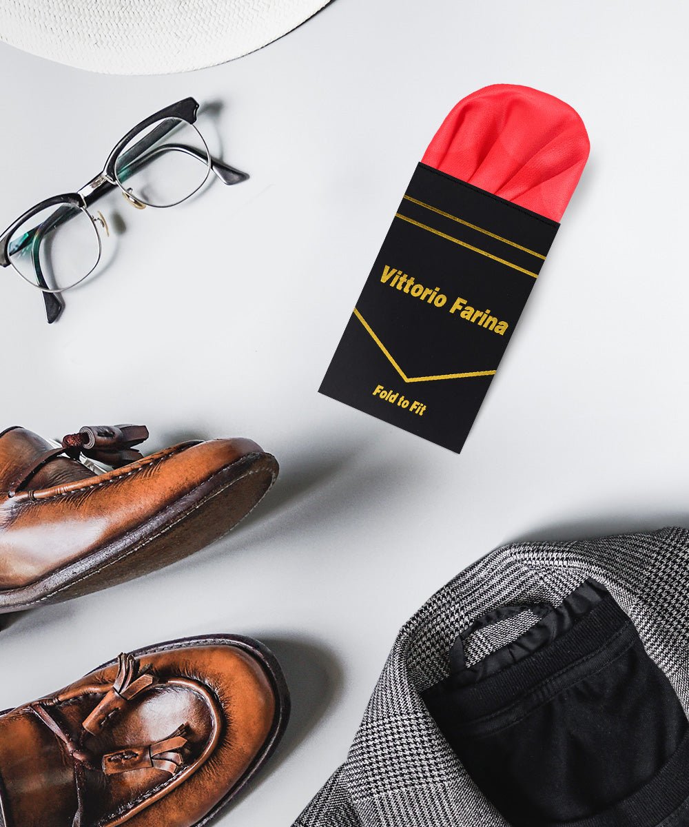 Solid Puff Pre - Folded Pocket Square by Vittorio Farina (PS - PREFOLD - PUFF_RED) for Independent Retail Stores by Dubal Brothers