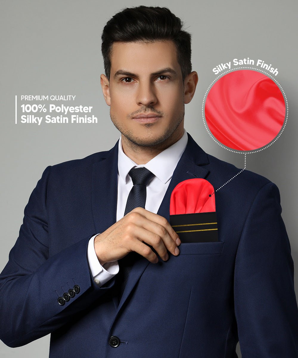 Solid Puff Pre - Folded Pocket Square by Vittorio Farina (PS - PREFOLD - PUFF_RED) for Independent Retail Stores by Dubal Brothers