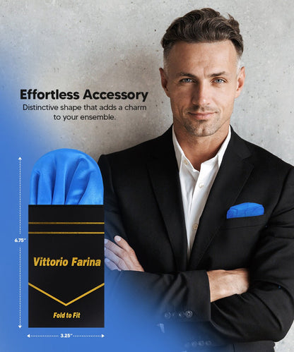 Solid Puff Pre - Folded Pocket Square by Vittorio Farina (PS - PREFOLD - PUFF_ROYAL) for Independent Retail Stores by Dubal Brothers