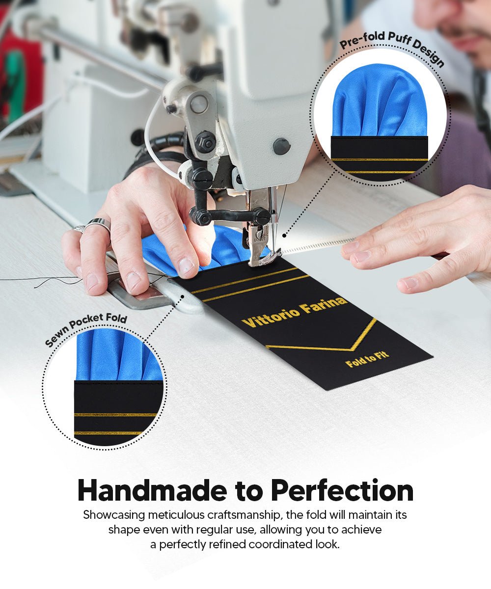 Solid Puff Pre - Folded Pocket Square by Vittorio Farina (PS - PREFOLD - PUFF_ROYAL) for Independent Retail Stores by Dubal Brothers