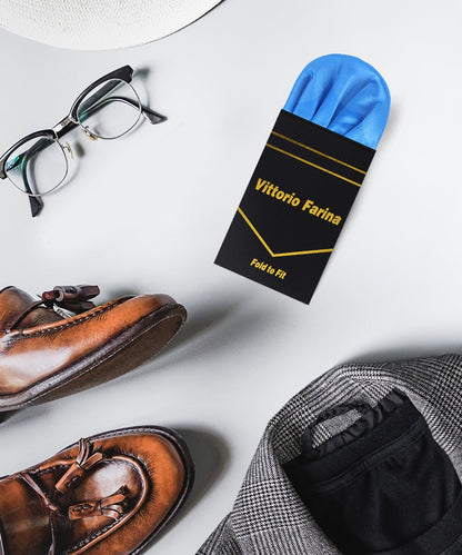 Solid Puff Pre - Folded Pocket Square by Vittorio Farina (PS - PREFOLD - PUFF_ROYAL) for Independent Retail Stores by Dubal Brothers