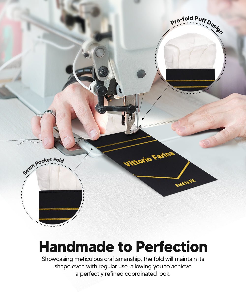 Solid Puff Pre - Folded Pocket Square by Vittorio Farina (PS - PREFOLD - PUFF_WHITE) for Independent Retail Stores by Dubal Brothers