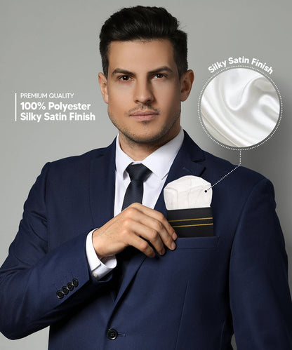 Solid Puff Pre - Folded Pocket Square by Vittorio Farina (PS - PREFOLD - PUFF_WHITE) for Independent Retail Stores by Dubal Brothers