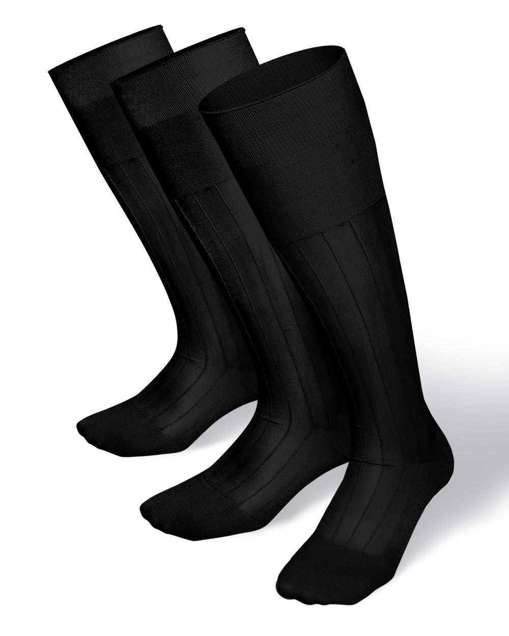 Solid Ribbed Design Over the Calf Dress Socks (12 Pack) by Vittorio Farina (o - c - black - l1 - 12) for Independent Retail Stores by Dubal Brothers