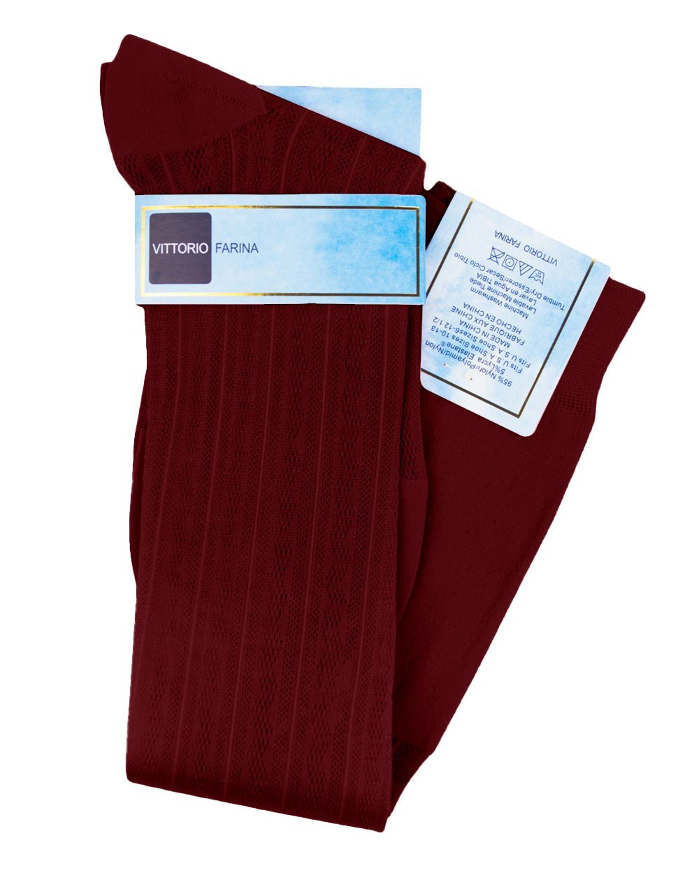 Solid Ribbed Design Over the Calf Dress Socks (12 Pack) by Vittorio Farina (o - c - burgundy - 12) for Independent Retail Stores by Dubal Brothers
