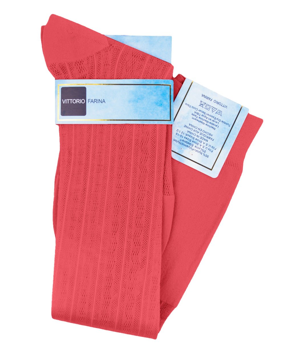 Solid Ribbed Design Over the Calf Dress Socks (12 Pack) by Vittorio Farina (o - c - coral - 12) for Independent Retail Stores by Dubal Brothers