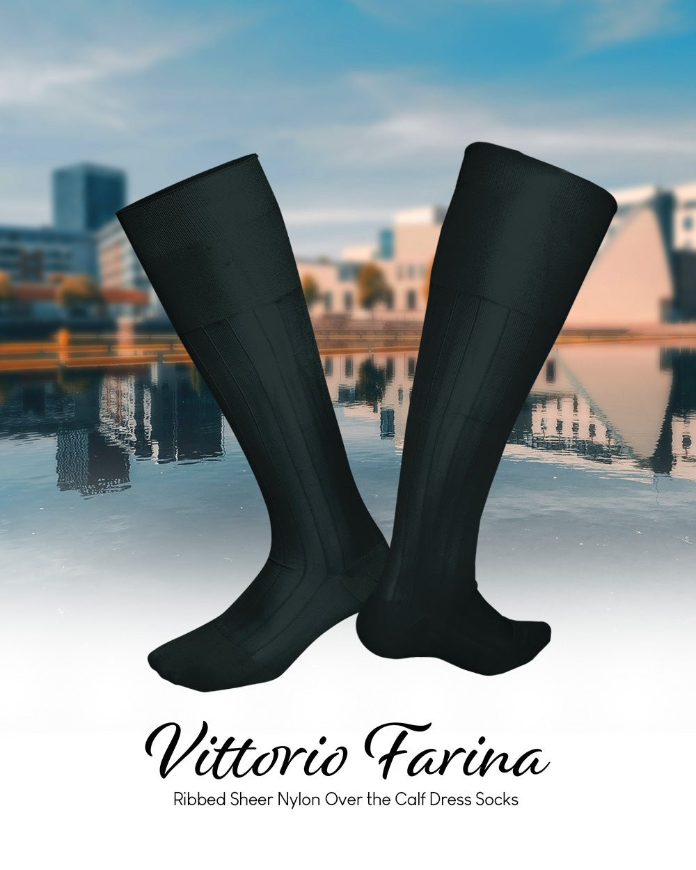 Solid Ribbed Design Over the Calf Dress Socks (12 Pack) by Vittorio Farina (o - c - hunter - 12) for Independent Retail Stores by Dubal Brothers