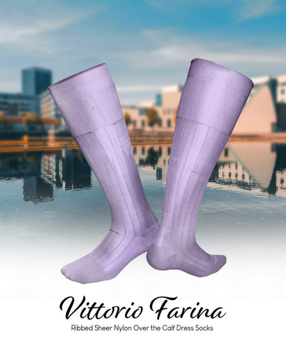 Solid Ribbed Design Over the Calf Dress Socks (12 Pack) by Vittorio Farina (o - c - ivory - 12) for Independent Retail Stores by Dubal Brothers