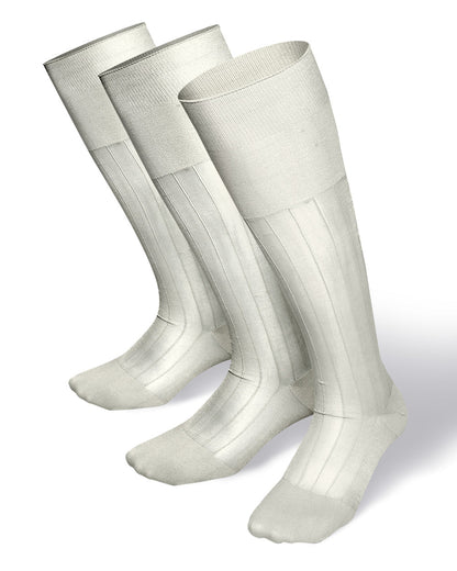 Solid Ribbed Design Over the Calf Dress Socks (12 Pack) by Vittorio Farina (o - c - ivory - 12) for Independent Retail Stores by Dubal Brothers