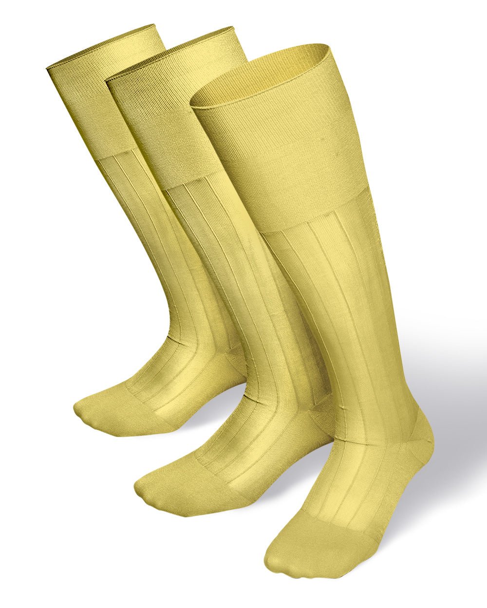 Solid Ribbed Design Over the Calf Dress Socks (12 Pack) by Vittorio Farina (o - c - maize - 12) for Independent Retail Stores by Dubal Brothers