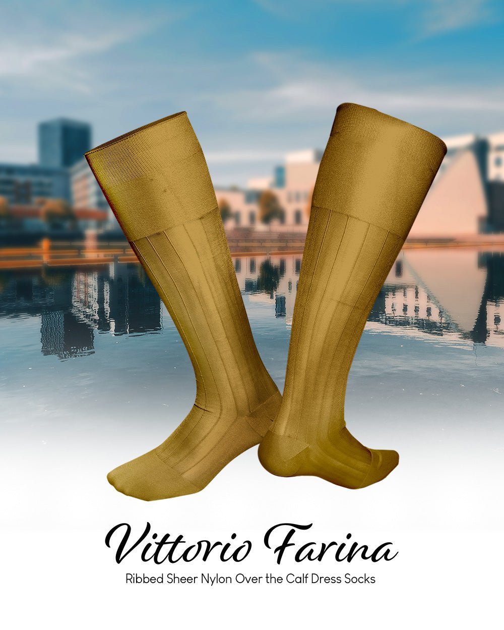 Solid Ribbed Design Over the Calf Dress Socks (12 Pack) by Vittorio Farina (o - c - mustard - 12) for Independent Retail Stores by Dubal Brothers
