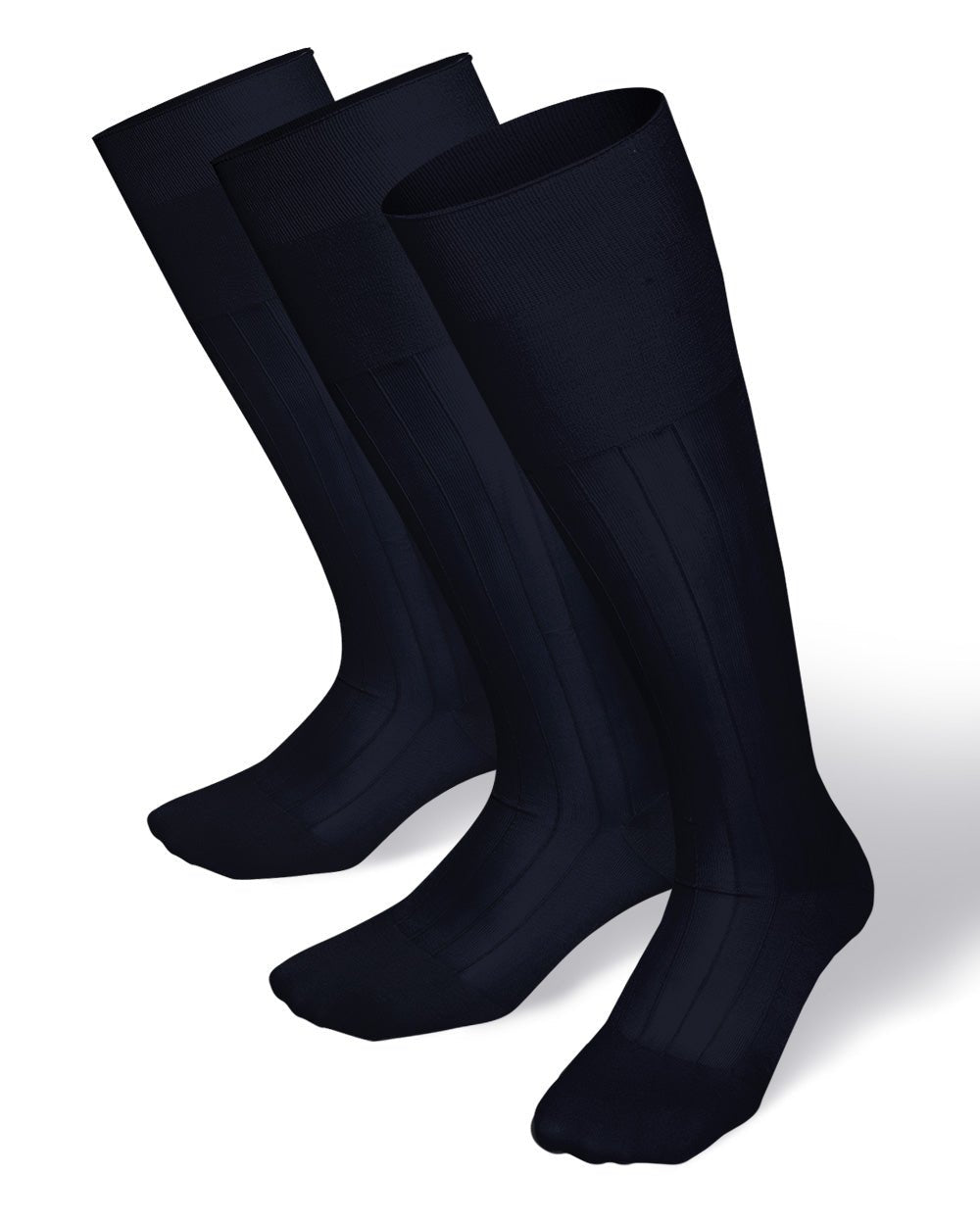 Solid Ribbed Design Over the Calf Dress Socks (12 Pack) by Vittorio Farina (o - c - navy - 12) for Independent Retail Stores by Dubal Brothers
