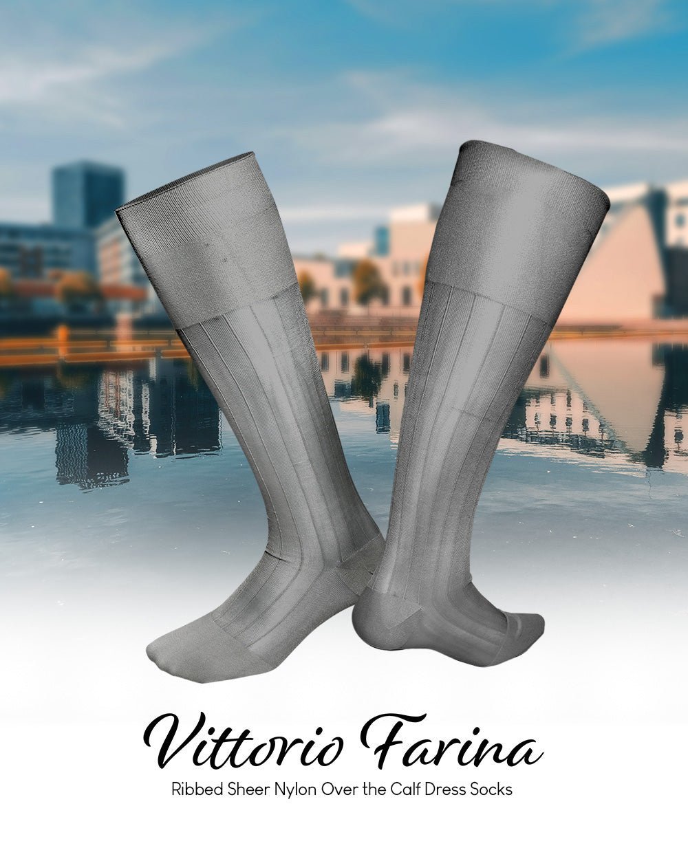 Solid Ribbed Design Over the Calf Dress Socks (12 Pack) by Vittorio Farina (o - c - silver - grey - 12) for Independent Retail Stores by Dubal Brothers