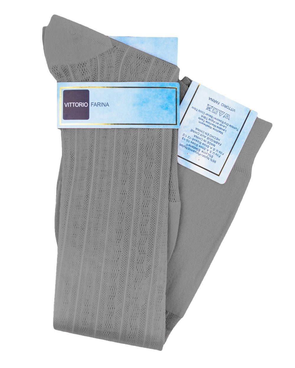 Solid Ribbed Design Over the Calf Dress Socks (12 Pack) by Vittorio Farina (o - c - silver - grey - 12) for Independent Retail Stores by Dubal Brothers