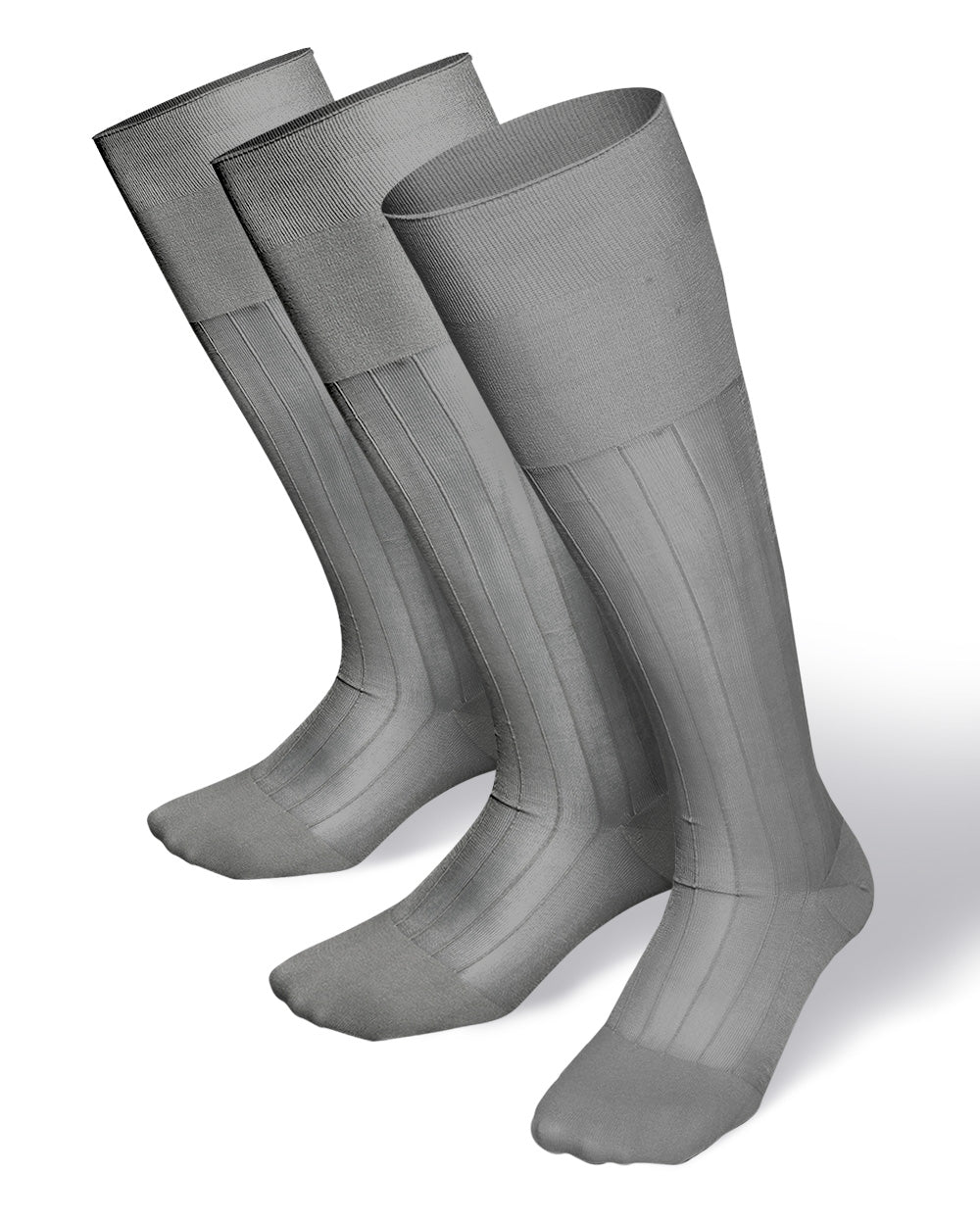 Solid Ribbed Design Over the Calf Dress Socks (12 Pack) by Vittorio Farina (o - c - silver - grey - 12) for Independent Retail Stores by Dubal Brothers