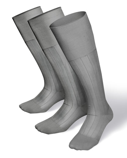 Solid Ribbed Design Over the Calf Dress Socks (12 Pack) by Vittorio Farina (o - c - silver - grey - 12) for Independent Retail Stores by Dubal Brothers