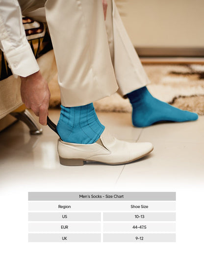 Solid Ribbed Design Over the Calf Dress Socks (12 Pack) by Vittorio Farina (o - c - sky - 12) for Independent Retail Stores by Dubal Brothers