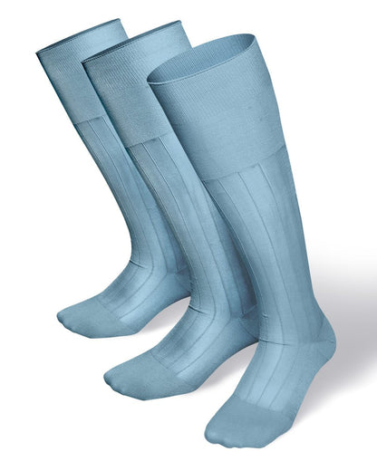 Solid Ribbed Design Over the Calf Dress Socks (12 Pack) by Vittorio Farina (o - c - sky - 12) for Independent Retail Stores by Dubal Brothers