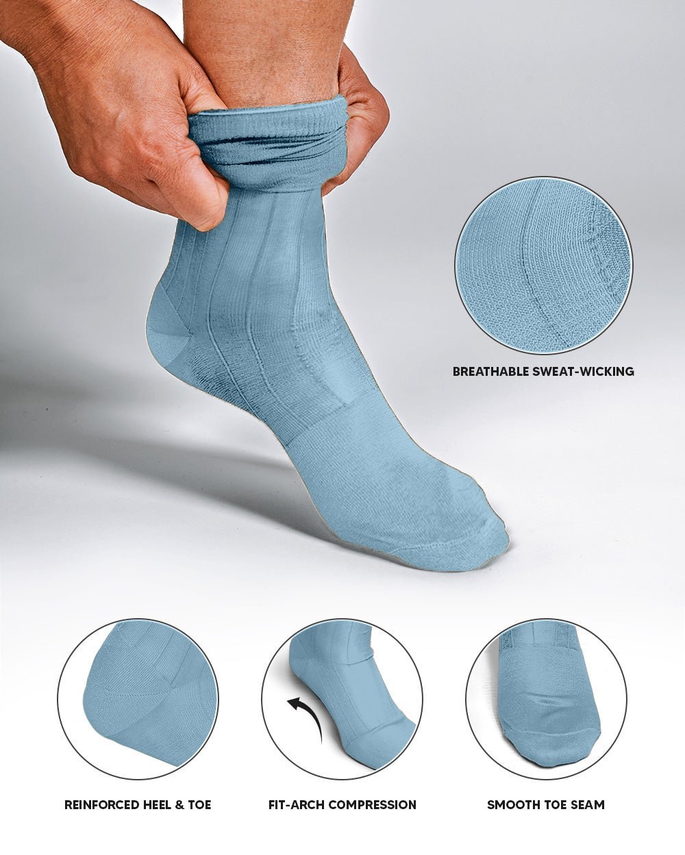 Solid Ribbed Design Over the Calf Dress Socks (12 Pack) by Vittorio Farina (o - c - sky - 12) for Independent Retail Stores by Dubal Brothers