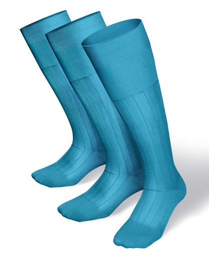 Solid Ribbed Design Over the Calf Dress Socks (12 Pack) by Vittorio Farina (o - c - sky - 12) for Independent Retail Stores by Dubal Brothers