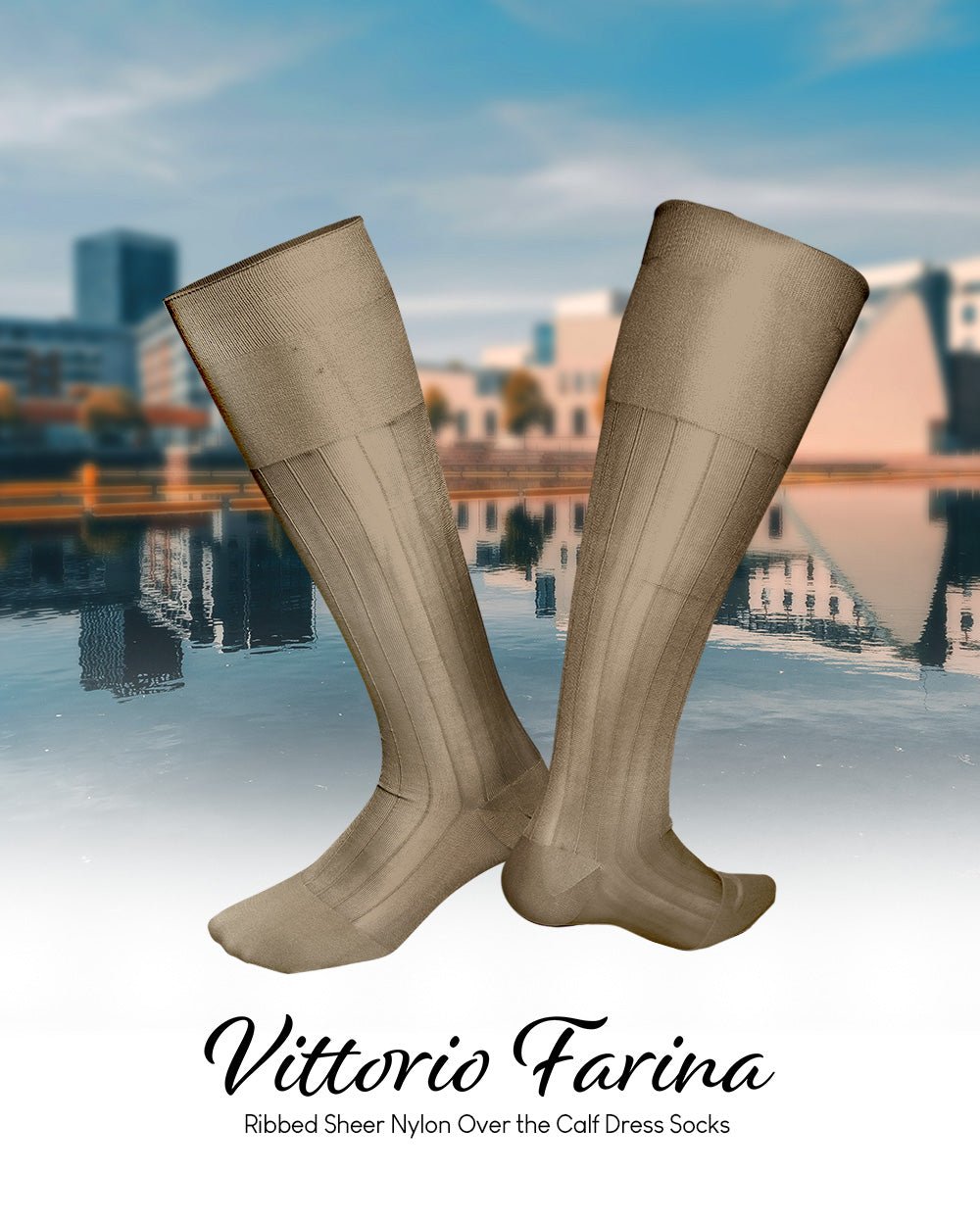 Solid Ribbed Design Over the Calf Dress Socks (12 Pack) by Vittorio Farina (o - c - sky - 12) for Independent Retail Stores by Dubal Brothers