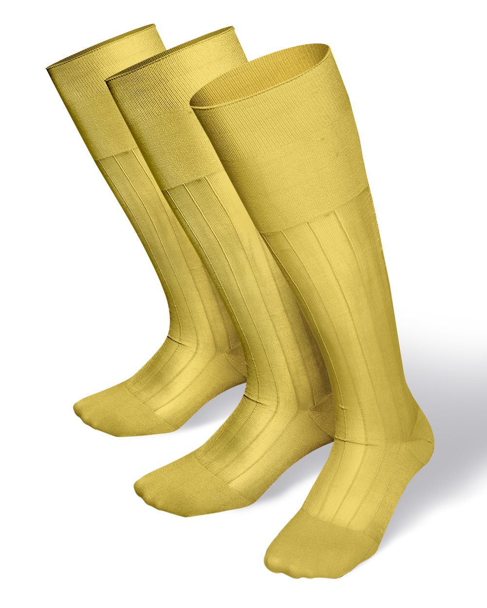 Solid Ribbed Design Over the Calf Dress Socks (12 Pack) by Vittorio Farina (o - c - yellow - 12) for Independent Retail Stores by Dubal Brothers