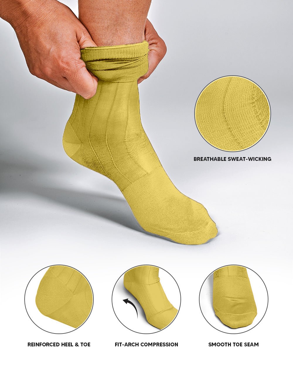 Solid Ribbed Design Over the Calf Dress Socks (12 Pack) by Vittorio Farina (o - c - yellow - 12) for Independent Retail Stores by Dubal Brothers