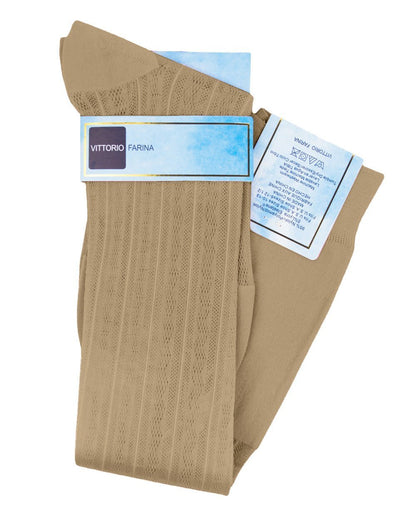 Solid Ribbed Design Over the Calf Dress Socks (3 Pack) by Vittorio Farina (o - c - beige - 3) for Independent Retail Stores by Dubal Brothers