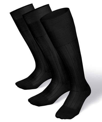 Solid Ribbed Design Over the Calf Dress Socks (3 Pack) by Vittorio Farina (o - c - black - l1 - 3) for Independent Retail Stores by Dubal Brothers