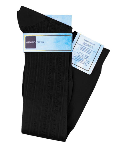 Solid Ribbed Design Over the Calf Dress Socks (3 Pack) by Vittorio Farina (o - c - black - l1 - 3) for Independent Retail Stores by Dubal Brothers