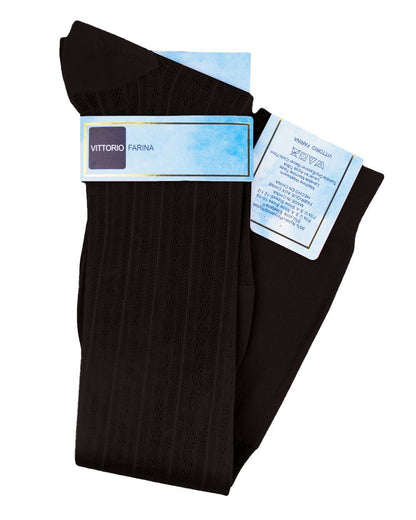 Solid Ribbed Design Over the Calf Dress Socks (3 Pack) by Vittorio Farina (o - c - brown - 3) for Independent Retail Stores by Dubal Brothers
