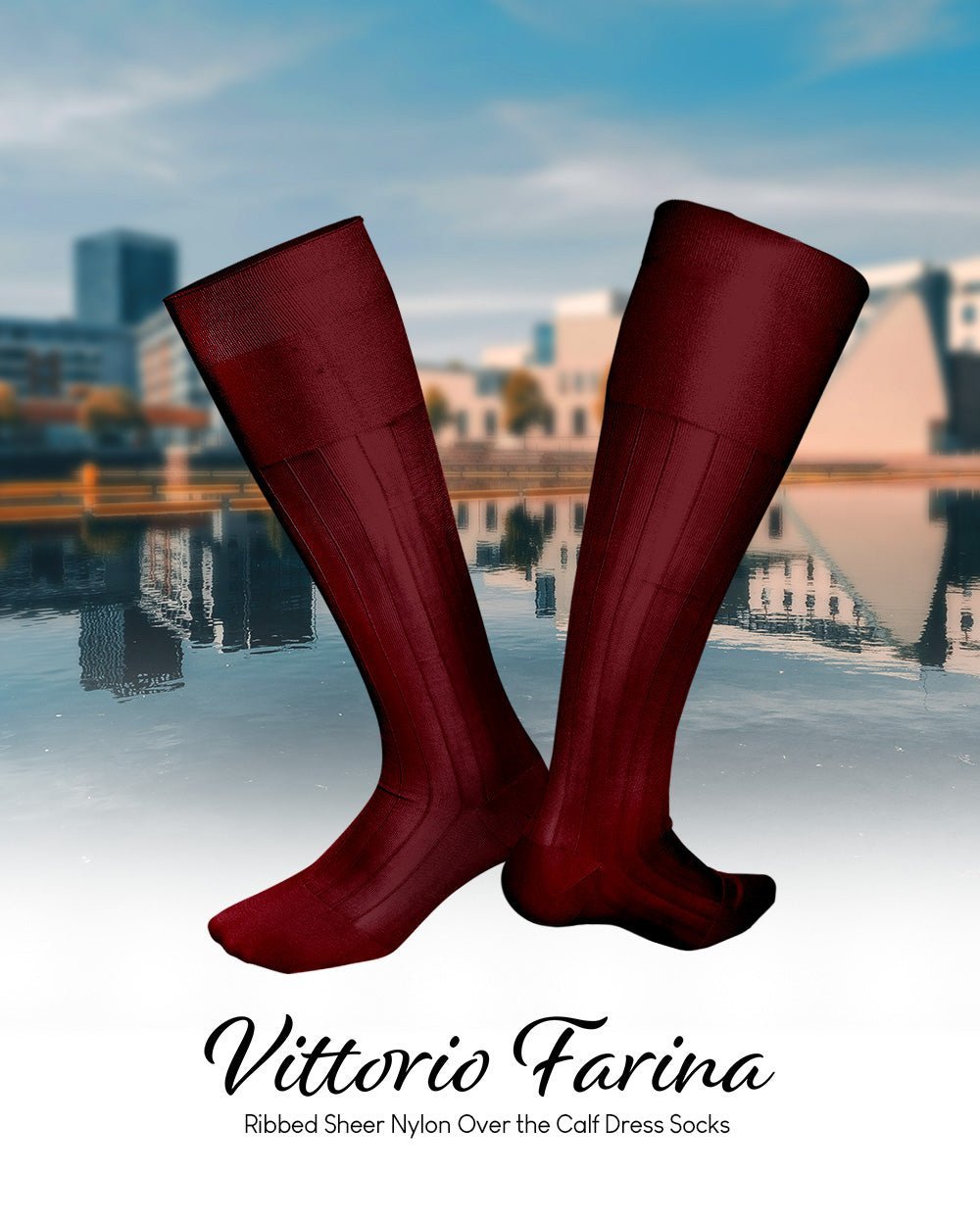Solid Ribbed Design Over the Calf Dress Socks (3 Pack) by Vittorio Farina (o - c - burgundy - 3) for Independent Retail Stores by Dubal Brothers