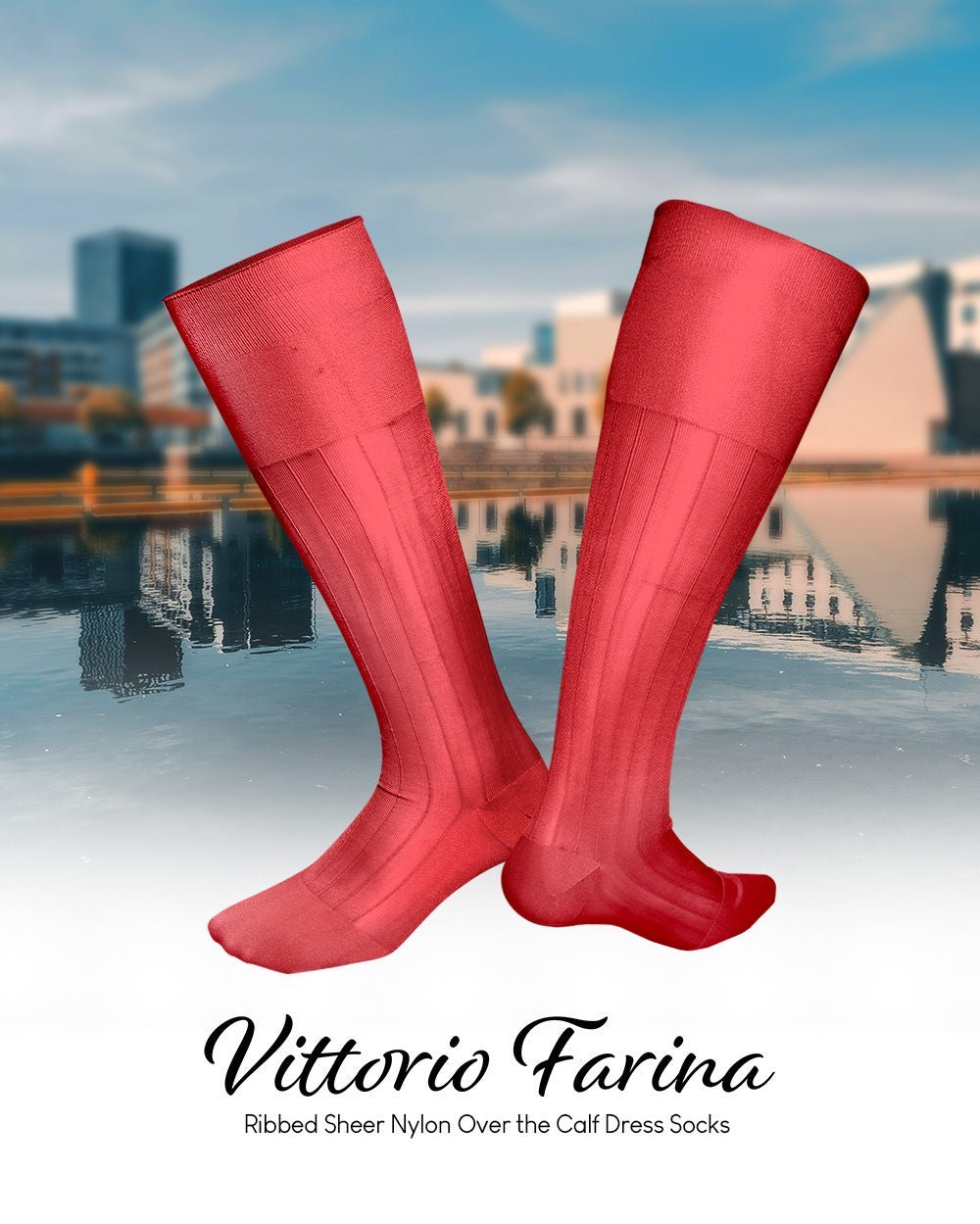 Solid Ribbed Design Over the Calf Dress Socks (3 Pack) by Vittorio Farina (o - c - coral - 3) for Independent Retail Stores by Dubal Brothers