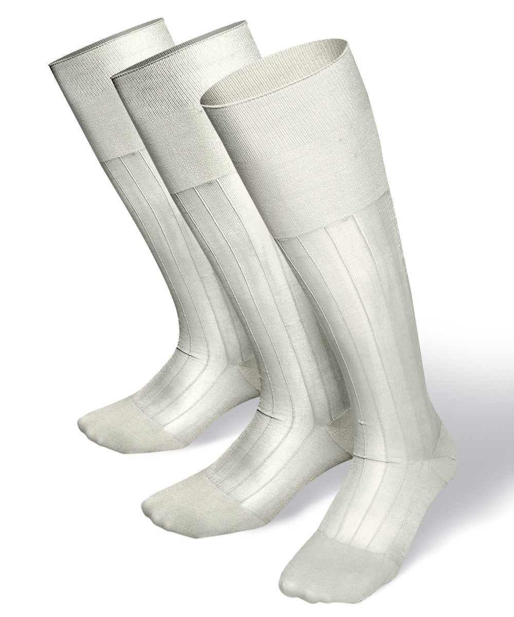 Solid Ribbed Design Over the Calf Dress Socks (3 Pack) by Vittorio Farina (o - c - ivory - 3) for Independent Retail Stores by Dubal Brothers
