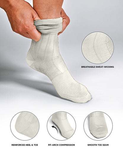 Solid Ribbed Design Over the Calf Dress Socks (3 Pack) by Vittorio Farina (o - c - ivory - 3) for Independent Retail Stores by Dubal Brothers