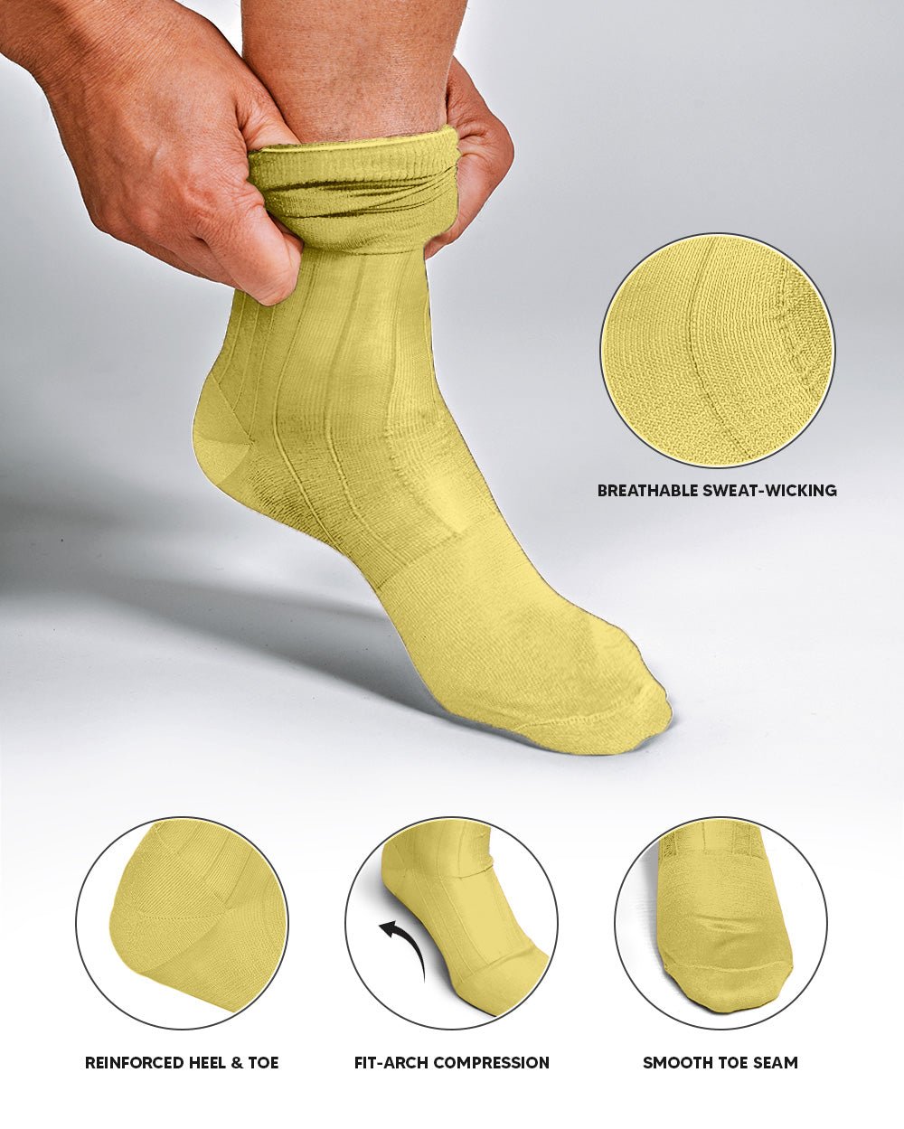 Solid Ribbed Design Over the Calf Dress Socks (3 Pack) by Vittorio Farina (o - c - maize - 3) for Independent Retail Stores by Dubal Brothers