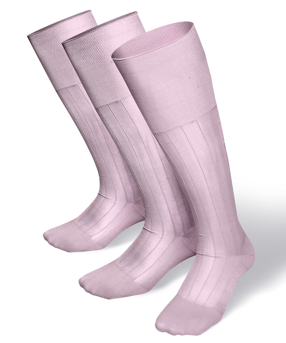 Solid Ribbed Design Over the Calf Dress Socks (3 Pack) by Vittorio Farina (o - c - pink - 3) for Independent Retail Stores by Dubal Brothers