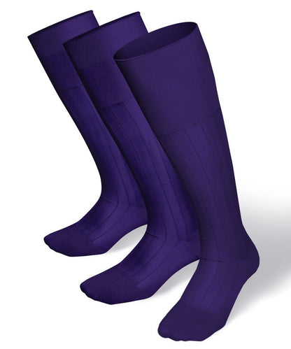 Solid Ribbed Design Over the Calf Dress Socks (3 Pack) by Vittorio Farina (o - c - purple - 3) for Independent Retail Stores by Dubal Brothers