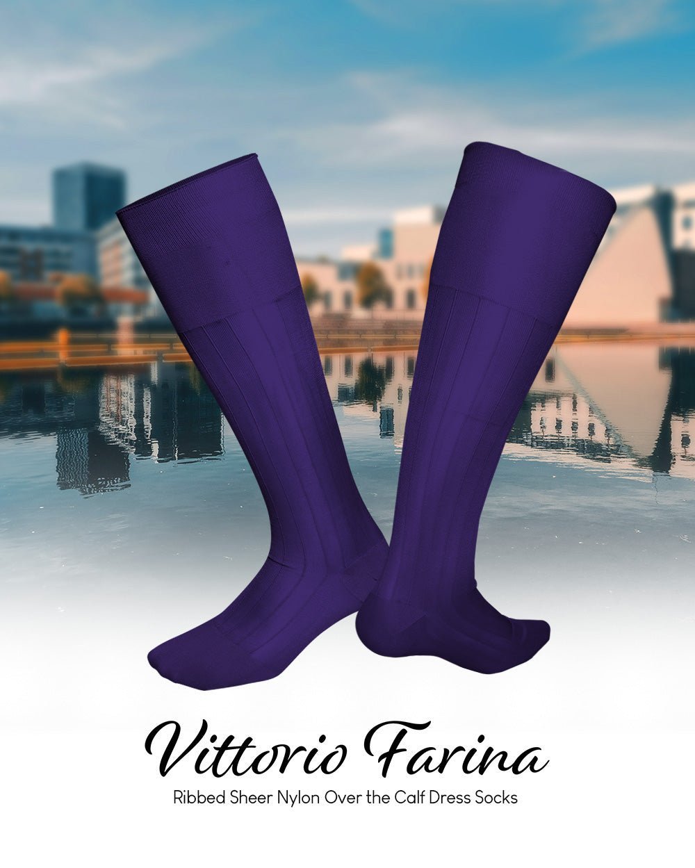 Solid Ribbed Design Over the Calf Dress Socks (3 Pack) by Vittorio Farina (o - c - purple - 3) for Independent Retail Stores by Dubal Brothers