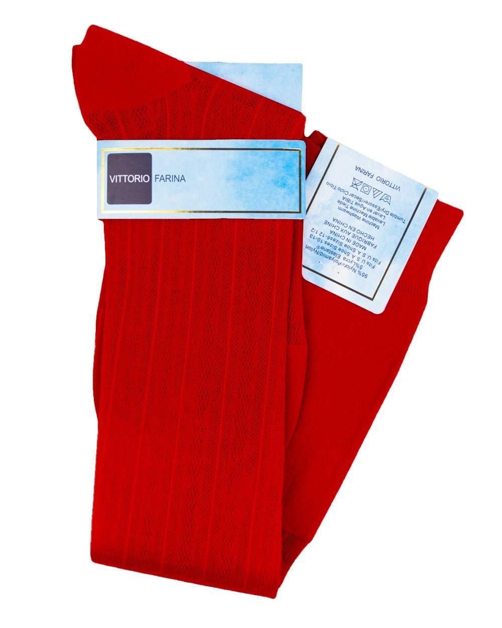 Solid Ribbed Design Over the Calf Dress Socks (3 Pack) by Vittorio Farina (o - c - red - 3) for Independent Retail Stores by Dubal Brothers