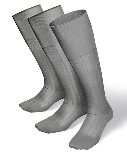 Solid Ribbed Design Over the Calf Dress Socks (3 Pack) by Vittorio Farina (o - c - silver - grey - 3) for Independent Retail Stores by Dubal Brothers