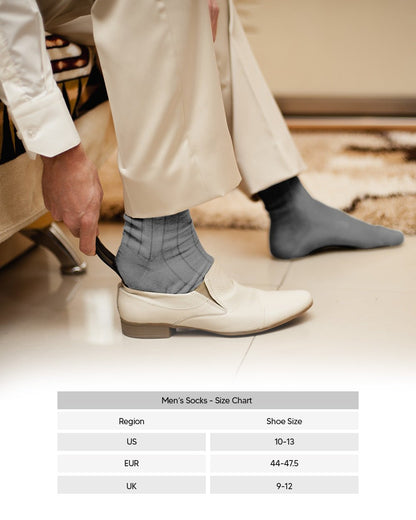 Solid Ribbed Design Over the Calf Dress Socks (3 Pack) by Vittorio Farina (o - c - silver - grey - 3) for Independent Retail Stores by Dubal Brothers