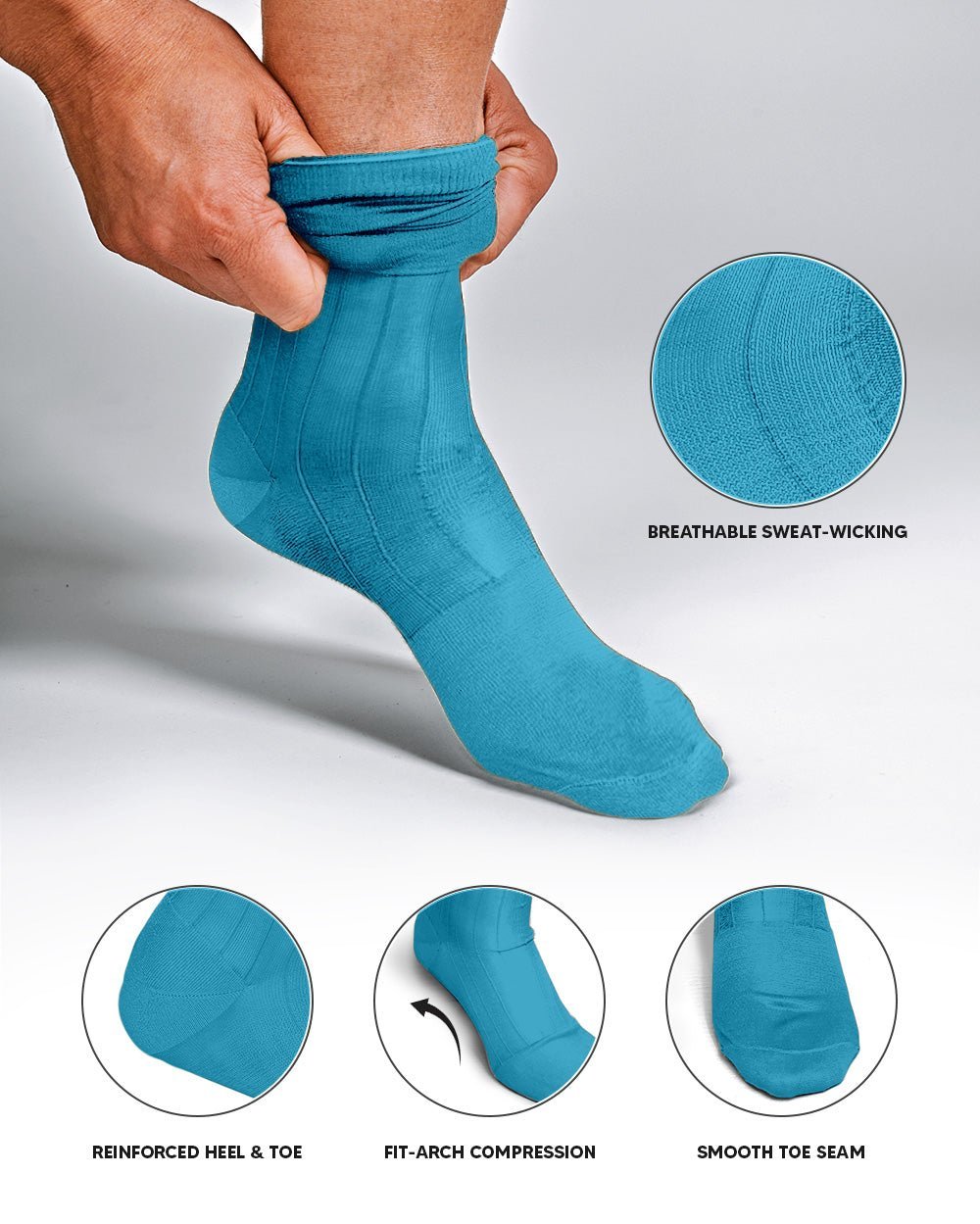 Solid Ribbed Design Over the Calf Dress Socks (3 Pack) by Vittorio Farina (o - c - sky - 3) for Independent Retail Stores by Dubal Brothers