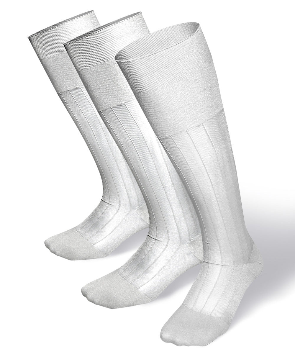 Solid Ribbed Design Over the Calf Dress Socks (3 Pack) by Vittorio Farina (o - c - white - 3) for Independent Retail Stores by Dubal Brothers