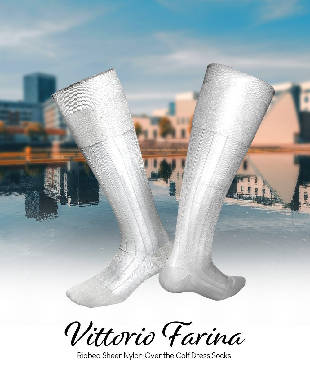 Solid Ribbed Design Over the Calf Dress Socks (3 Pack) by Vittorio Farina (o - c - white - 3) for Independent Retail Stores by Dubal Brothers